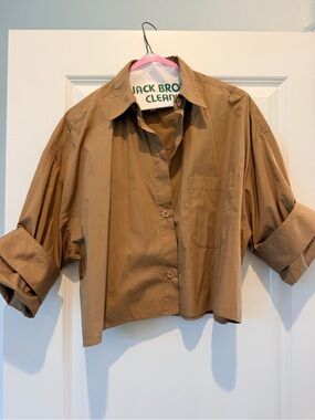 TWP Next Ex Crop Button-Up Shirt in the color Petrified Oak M/L